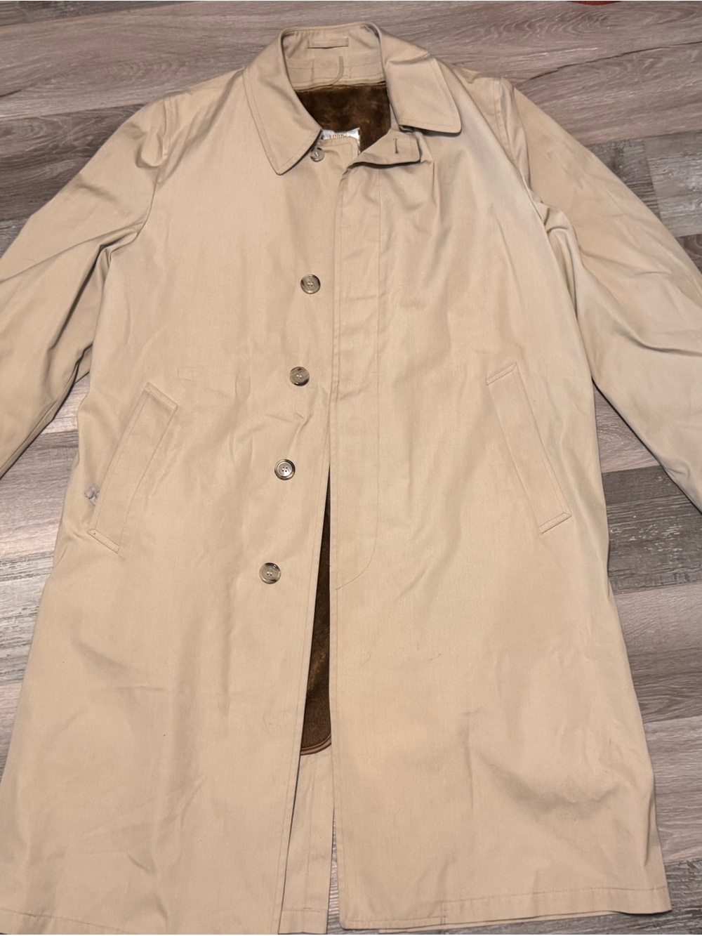 Vintage 70s London Fog Maincoat Men's 40 Long Trench Rain Coat Faux Fur Liner